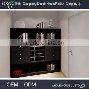 Hot Sale Black Bookcases, Bookshelf for Sale, Wooden Office Desk Wooden Bookcase thumbnail-1