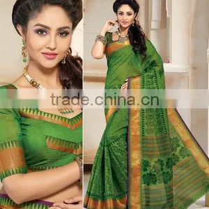 Blue Cotton Silk Saree thumbnail-3
