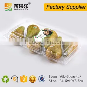 Eco-friendly Disposable Clear Plastic Pear Fruit Clamshell Packaging Box thumbnail-2
