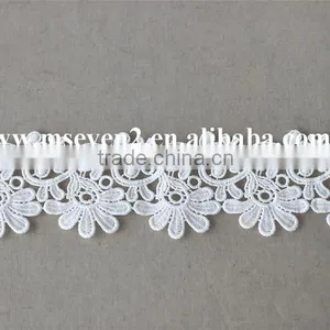 Good Price Water Solouble Lace Flower Trim With 6cm in White Polyester Embroidery Lace for Dress thumbnail-2