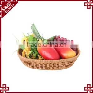 Hotsale Good Quality Handmade Weaving PE Plastic Rattan Fruit Vegetable Basket thumbnail-2