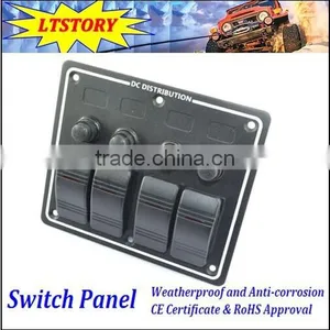 4 Gang Aluminium LED Waterproof Rocker Switch Panel Circuit Breaker thumbnail-1