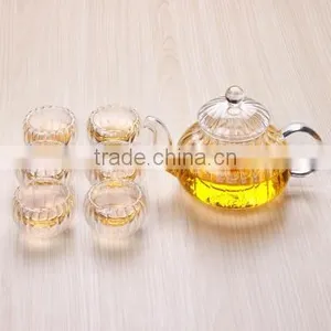 Haonai Wholesale FDA Embossed Clear Glass Tea Set thumbnail-1