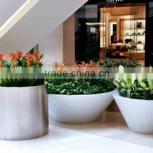 FO-9003 Round Stainless Steel Flower Pots Garden Decoration thumbnail-1