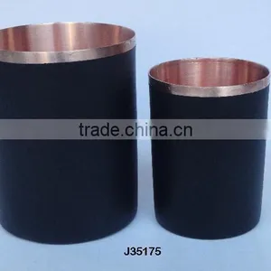 Copper Vase With Mirror Polish With Mat Black Finish and Top Rim in Polish thumbnail-1