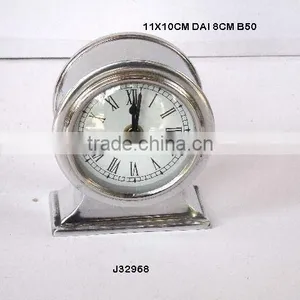 Round Cast Alumnium Table Clock in Small Size Other Finishes Available thumbnail-1
