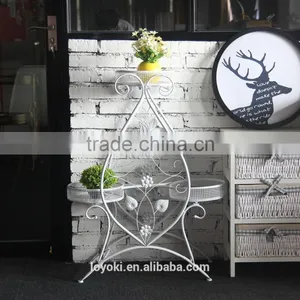 White Iron Flower Pot Rack Home Garden Decoration Patio Plant Pot Display Stand Bonsai Holder thumbnail-1