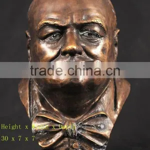 Bronze Churchill Head Statue for Table Decor thumbnail-1