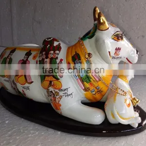 Indian Handicraft Hand Painted Resin Kamdhenu Cow thumbnail-5