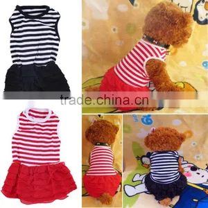 2015 Newly Design Hot Pet Dog Puppy Tutu Princess Dress Stripe Bow Lace Skirt Formal Wedding Clothes Pet Apparel thumbnail-2