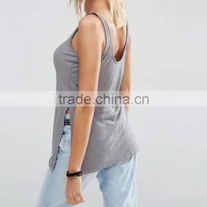 Sports Fit Singlet Women's Tank Tops With Side Split thumbnail-5