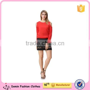 Round Neck Cutout Shoulders Design Accept Small Order Quantity Factory Price Fashion Casual Women Tops/Blouse thumbnail-1