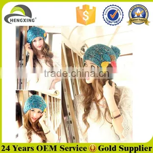 Colorful Women Hand Work Knitted Hat Hot Sale Custom thumbnail-2