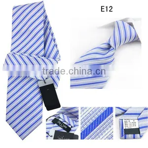 HD15-T57 OEM Natural 100%silk Jacguard Woven Stripped Neck Tie for Business thumbnail-1