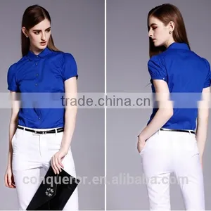 Summer Season Fashion Ladies Short Sleeve Formal Shirt thumbnail-1