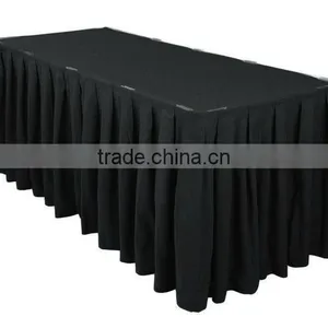 14ft Accordion Pleat Polyester Table Skirt Black thumbnail-1