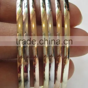3 Tone Silver Rose Gold Yellow GOLD PLATED 7 Bangle Set SEMANARIO BANGLES 3 mm thumbnail-1