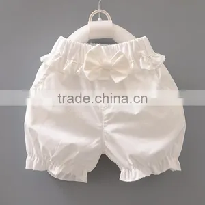 Bulk Sale!Children Clothes Pure White Wild Ruffle Shorts Bowknot Decoration Two Trousers Pockets Wholesale thumbnail-1