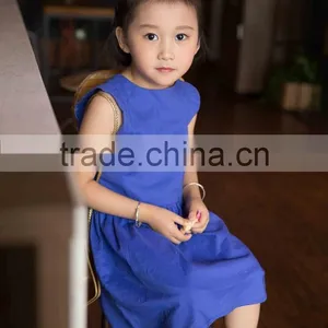 COOL KID ZONE 2016 Sleeveless Modern Cotton Linen Breathable Children Summer Girls Linen Dress thumbnail-2