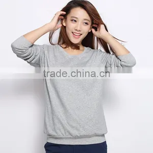 2016 Autumn Long Sleeve Round Neck Cotton Sweatshirt and Hoodies for Women Casual Pure Color Blank Sweatshirt for Women thumbnail-5