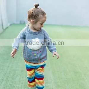 S17688A 2017 Pullover Children Sweaters Cartoon Cloud Long Sleeve O-neck Kids Knitted Sweater thumbnail-2
