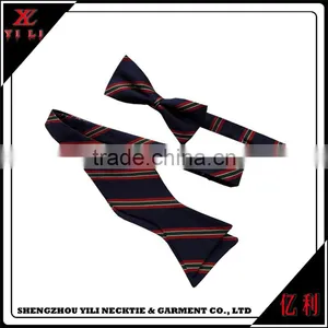 Stripe School Design Cheap Double Black Silk Self Tie Bow Tie thumbnail-2