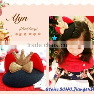 Wholesale RED CAT EAR MINI TOP HAT WITH GOLD CROWN thumbnail-1