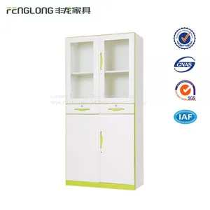 Modern and Hot Luoyang 2 Glass Doors Office Metal Filing Cabinet With Shelf and Drawers thumbnail-1