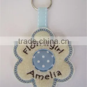 Personalised Flowergirl Key Ring Wedding Gift / Favour Felt & Fabric Flower thumbnail-3
