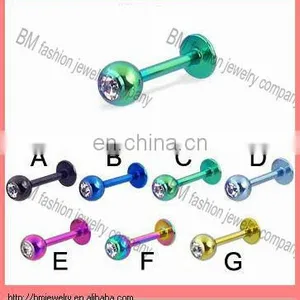 Fashion Titanium Plated Lip Labret Ring Clear Crystal Body Piercing Jewelry thumbnail-1