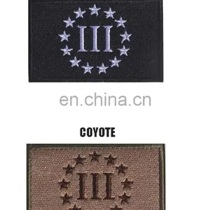 China Factory Customized Three Penceter Embroidery Patch, Full Embroidered Merrowed Star Patch Balck and Coyote thumbnail-1