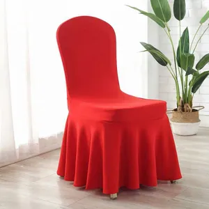 Red Elastic Stretch Air Spandex Skirt Banquet Chair Covers for Wedding Party Banquet Event thumbnail-1