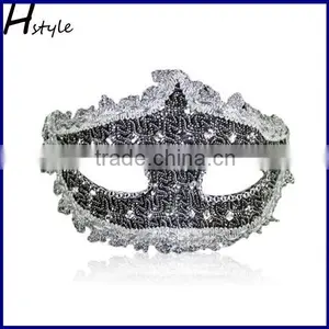 Flower Decor Fashion Feathered Lace Semi-transparent Masquerade Cosume Party Mask SC156 thumbnail-5