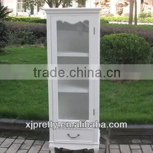 Modern White Wooden Corner Glass Door Display Cabinet thumbnail-1
