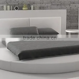 Modern Design Double Size Black PU Faux Leather Sleigh Bed thumbnail-2