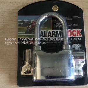 Waterproof Anti-theft Siren Long Shackle Silver Color Alarm Motorcycle Bike Bicycle Lock Padlock 110dba thumbnail-1