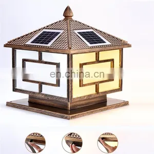 Outdoor Golden Black Decorative Lighting Gate Pillars Solar Lights LED thumbnail-5