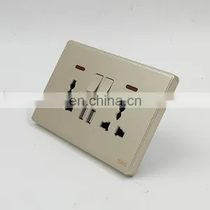 Fashion Senior Gold Household Wall Socket Copper Electrical Accessories Power Indicator New Style Wall Switch Socket thumbnail-5