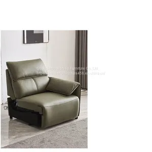 First Layer Cowhide Three-Seat Functional Dark Green Sofa Living Room Leather Art Furniture Electric Sofa Combination thumbnail-4