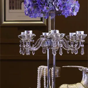 Wholesale 7 Weapons Wedding Crystal Dendritic Candlestick Chandelier Wedding Party Decoration Candelabra Candle Holder thumbnail-1