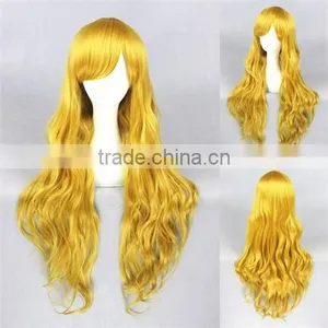 High Quality 80cm Long Curly Blonde Synthetic Anime Cosplay Lolita Wig thumbnail-1