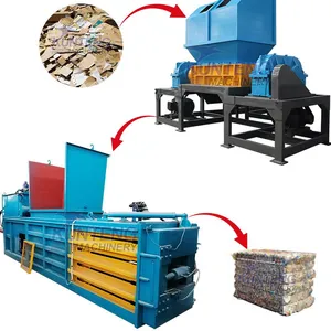 Industrial Waste Paper Recycling Shredding Machine Fabric Shredding and Baling Production Line thumbnail-1