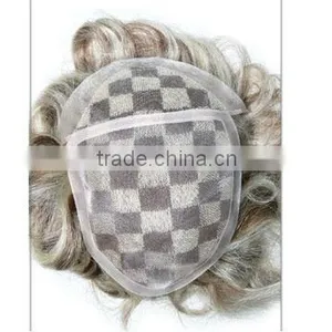 100% Human Hair High Quality Natural Looking Men's Toupee With Gray Hair for Black Mens Toupee thumbnail-1