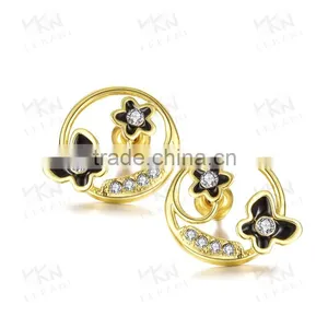 Factory 18K Gold Plated Flower Pattern Women Vintage Tribal Flower Earring thumbnail-2