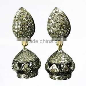 Royal Design !! Jhumki Diamond 925 Sterling Silver Earring, Indian Fashion Jewelry, 925 Silver Jewelry thumbnail-1