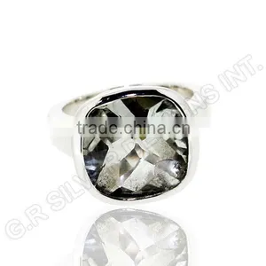 Green Amethyst Gemstone Rings Jewelry,wholesale Sterling 925 Silver Bezel Set Rings Jewellery thumbnail-1