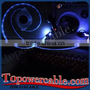 Retractable Ultra Thin Visible Flow LED Light Micro USB Charging Sync Cable thumbnail-4