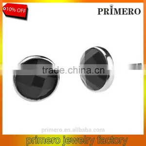 925 Sterling Silver Black Agate Mens Tanishq Diamond Stud Earrings Factory Wholesale thumbnail-1