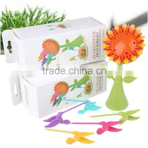 Plastic Colorful Sunflower Fruit Fork Set thumbnail-2