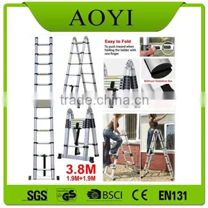 YK EN131 12 Steps Nonslip Flexible Strong Beauty Aluminum TelescopiIng Ladder thumbnail-3